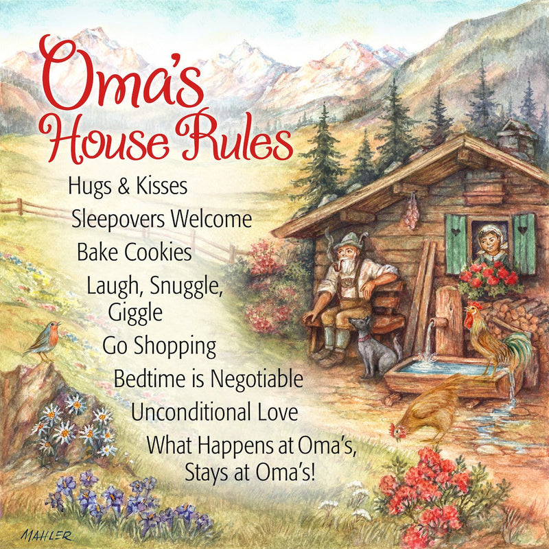 "Oma's House Rules" Ceramic Wall Tile - 1 - GermanGiftOutlet.com