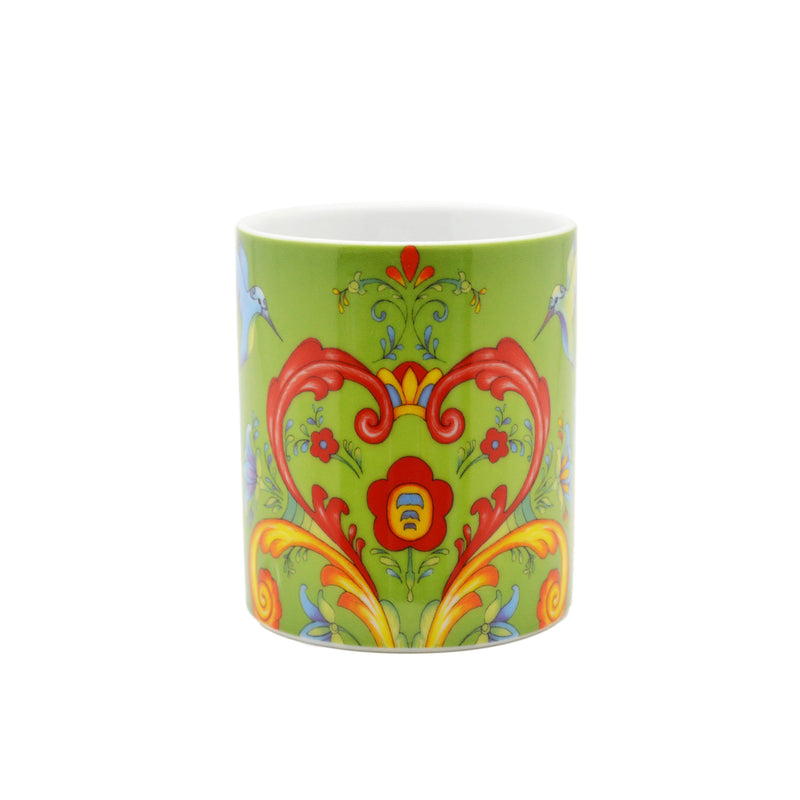 Rosemaling Green Design Ceramic Coffee Mug - 2 - GermanGiftOutlet.com