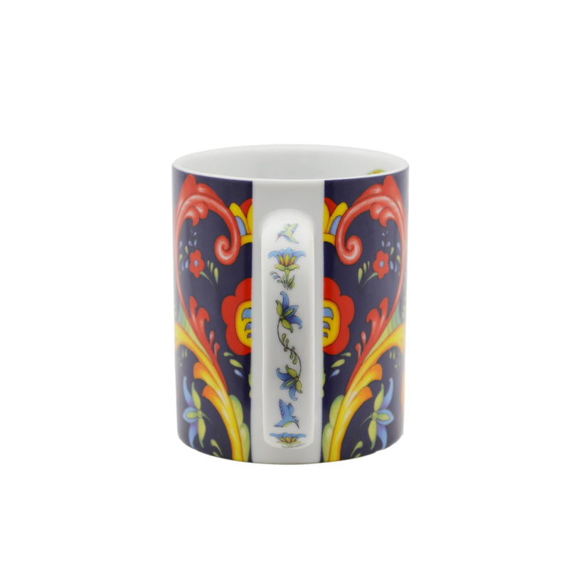 Rosemaling Blue Design Ceramic Coffee Mug - 2 - GermanGiftOutlet.com