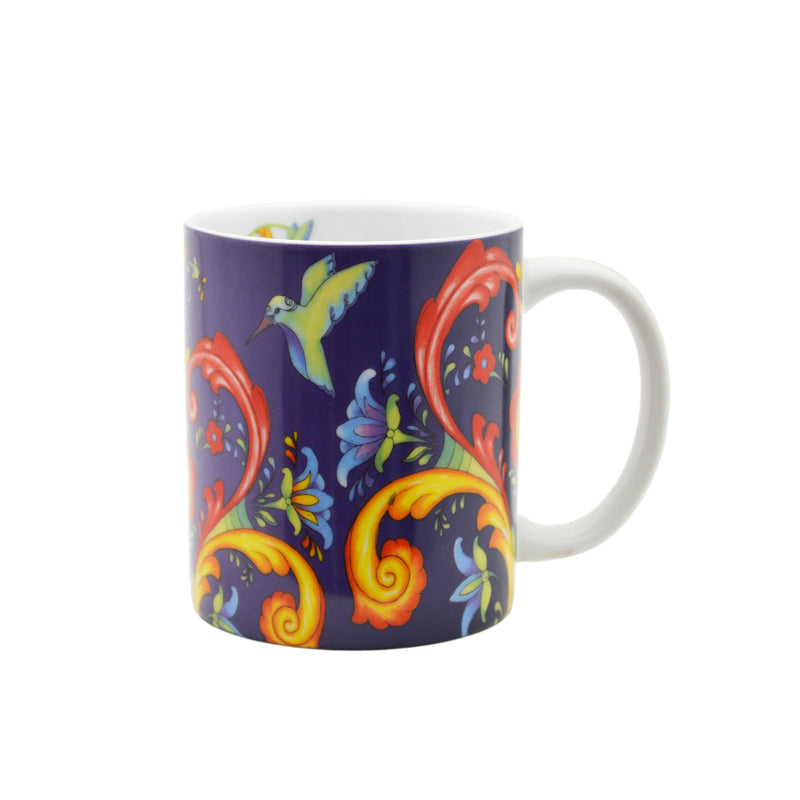 Rosemaling Blue Design Ceramic Coffee Mug - 1 - GermanGiftOutlet.com
