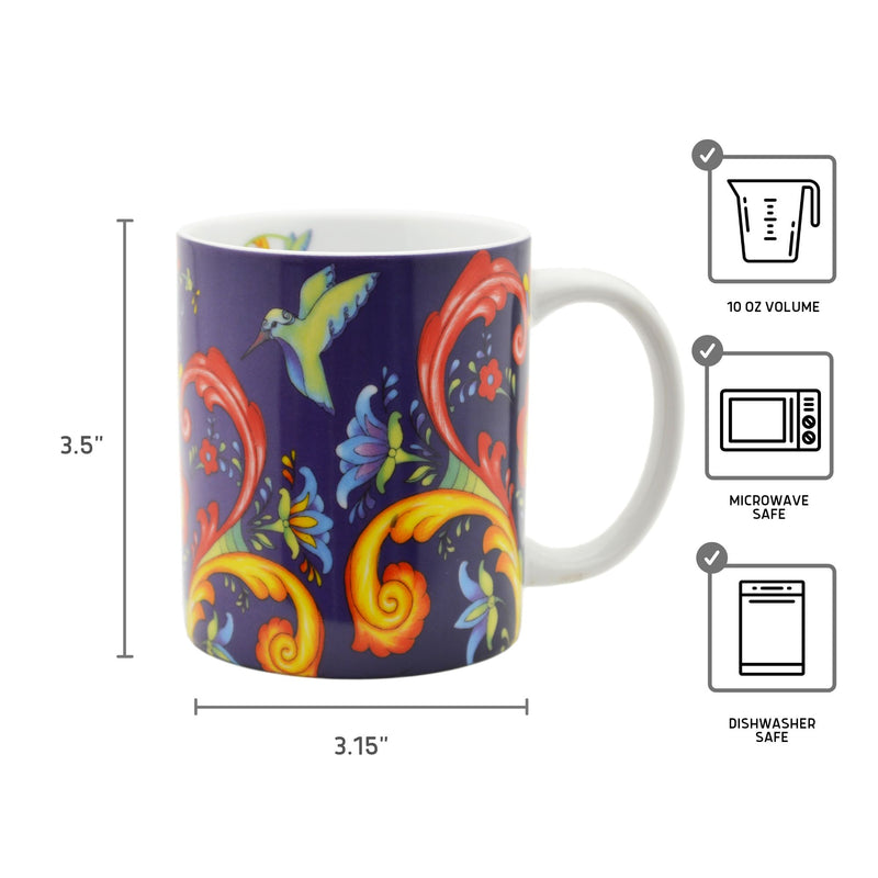 Rosemaling Blue Design Ceramic Coffee Mug