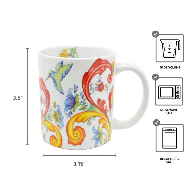 Rosemaling White Design Ceramic Coffee Mug