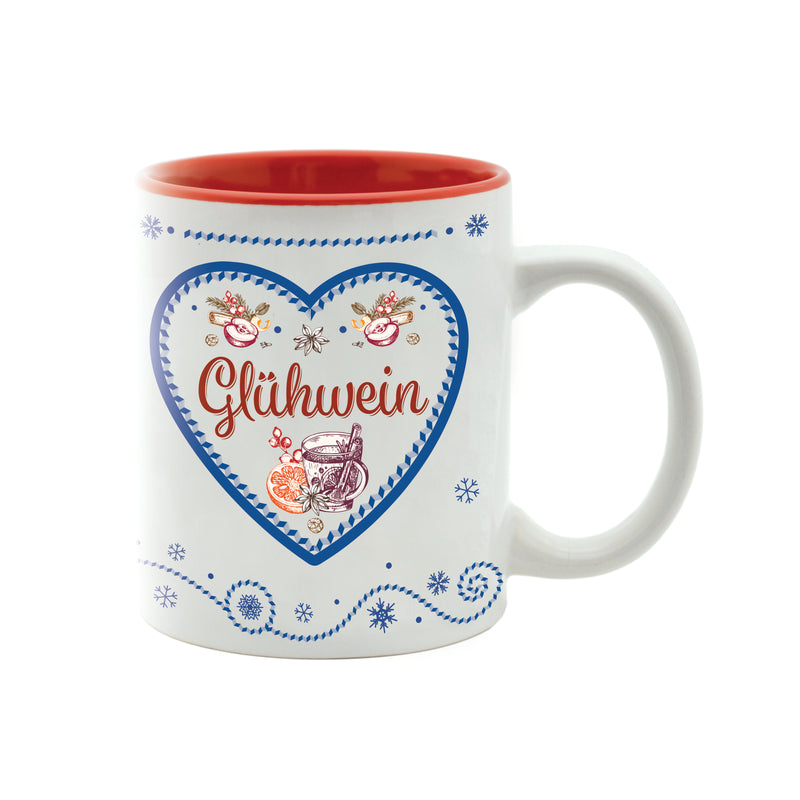Gluhwein Ceramic Charming  Mug German Heart Motif | 12 ounce