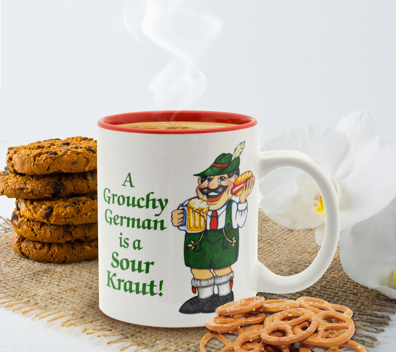 "A Grouchy German Is A Sour Kraut" German Gift Idea Mug