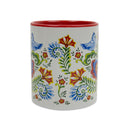 Artistic Lovebirds and Rosemaling Ceramic Coffee Mug