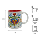 Artistic Lovebirds and Rosemaling Ceramic Coffee Mug