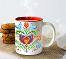 Artistic Lovebirds and Rosemaling Ceramic Coffee Mug