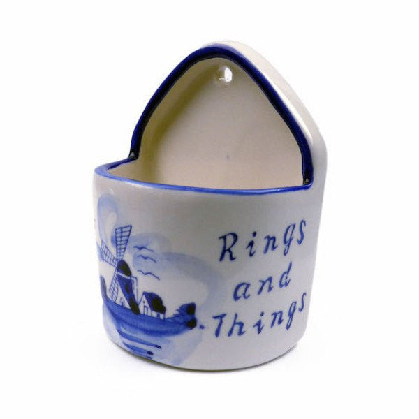 Blue and White Ring Box ("Rings & Things") - GermanGiftOutlet.com
 - 1