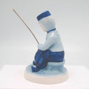 Blue and White Figurine: Dutch Boy Fishing - GermanGiftOutlet.com
 - 3