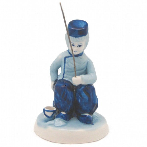 Blue and White Figurine: Dutch Boy Fishing - GermanGiftOutlet.com
 - 1