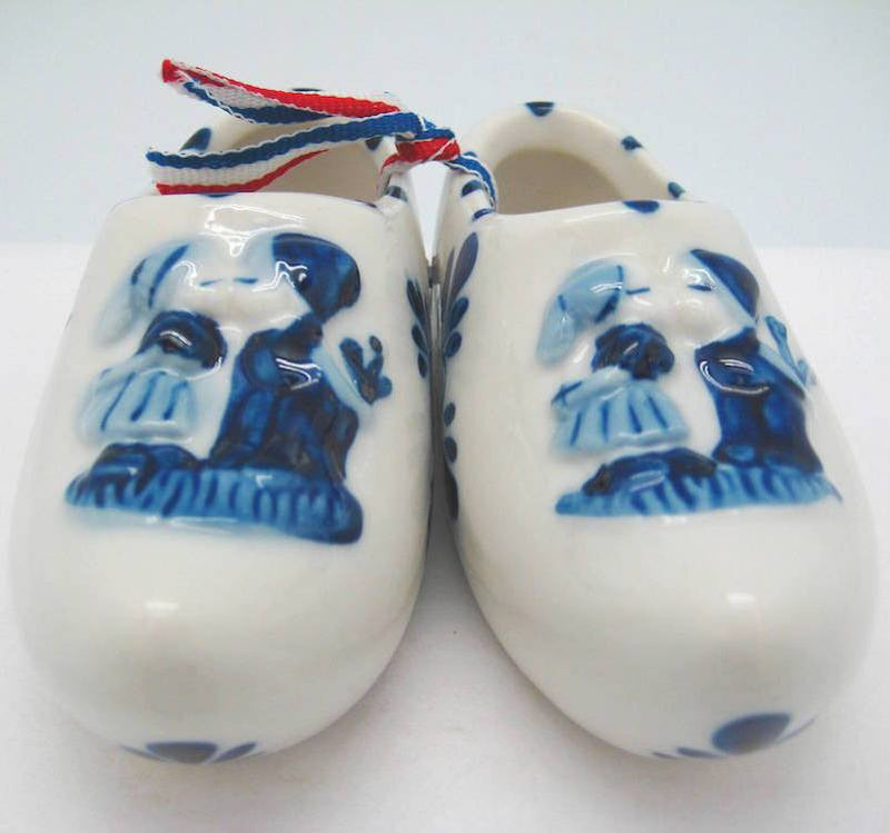 Delft Shoe Pair with Embossed Kiss Design - GermanGiftOutlet.com
 - 2