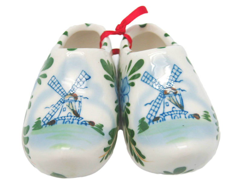 Colorful Ceramic Wooden Shoes Pair with Windmill Design - GermanGiftOutlet.com
 - 1
