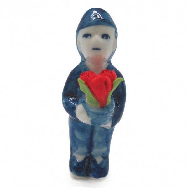 Collectible Miniature Boy with Tulips - GermanGiftOutlet.com
 - 1