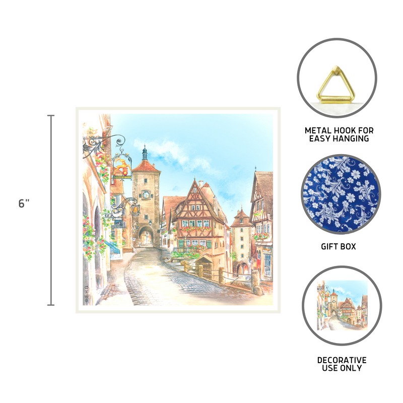 German Tile Collectible Rothenberg Scene Color