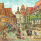 German Town Scene Ceramic Tile