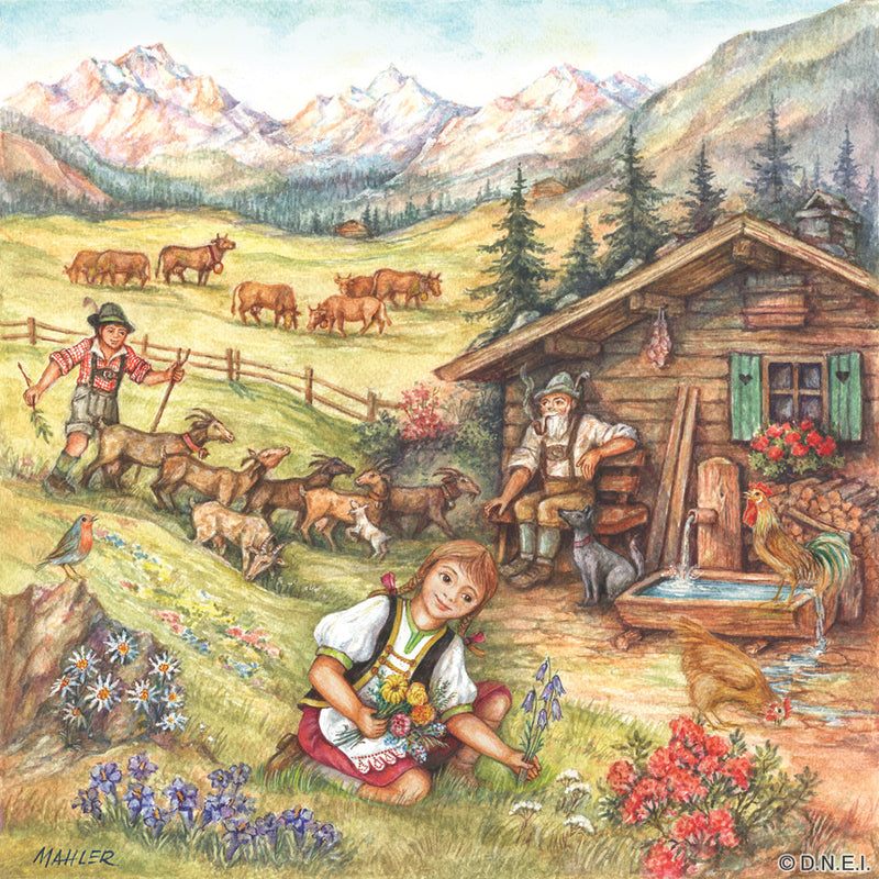 Heidi Alpine Scene " Ceramic Tile - GermanGiftOutlet.com
 - 1