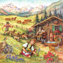 German Gift Magnet Tile Alpine Heidi Scene