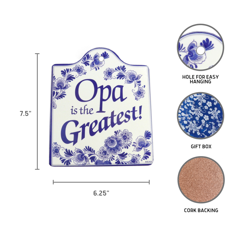 Ceramic Cheeseboard w/ Cork Backing: Blue Opa Is The Greatest