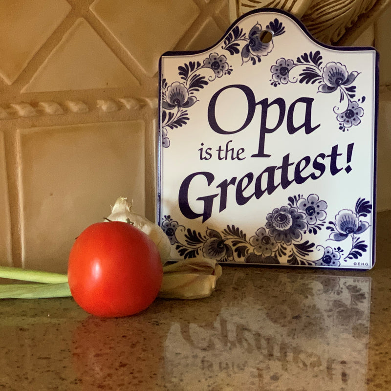 Ceramic Cheeseboard w/ Cork Backing: Blue Opa Is The Greatest