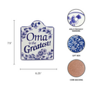 Ceramic Cheeseboard w/ Cork Backing: Blue Oma is the Greatest