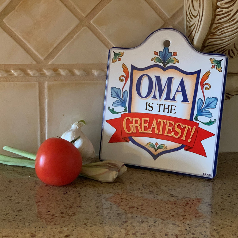 Ceramic Cheeseboard w/ Cork Backing: Oma is the Greatest