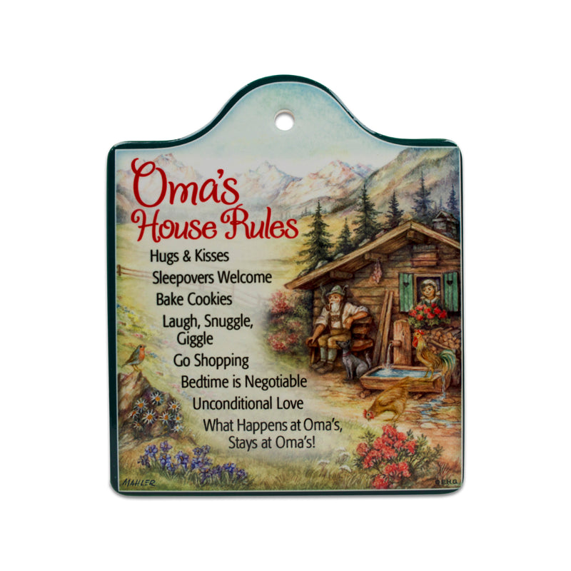 Gift for Oma "Oma's House Rules" Ceramic Cheeseboard