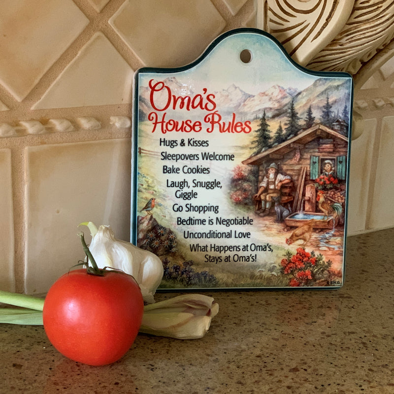 Gift for Oma "Oma's House Rules" Ceramic Cheeseboard