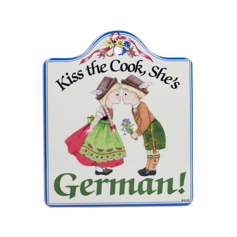 Ceramic Cheeseboard w/ Cork Backing: German