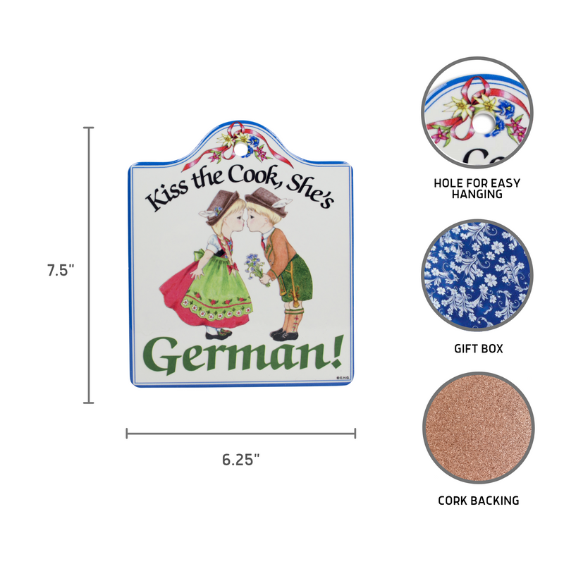 Ceramic Cheeseboard w/ Cork Backing: German