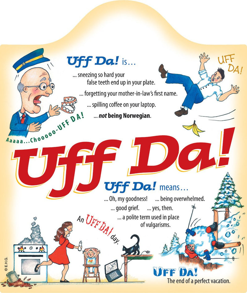 Ceramic Cheeseboard w/ Cork Backing: Uff Da - GermanGiftOutlet.com
 - 1