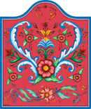 Red Rosemaling Ceramic Cheeseboard with Cork Backing - GermanGiftOutlet.com
 - 1