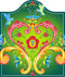 Green Rosemaling Ceramic Cheeseboard Trivet - 1 - GermanGiftOutlet.com