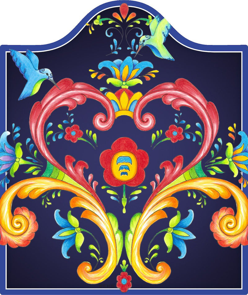 Blue Rosemaling Ceramic Cheeseboard Trivet - 1 - GermanGiftOutlet.com