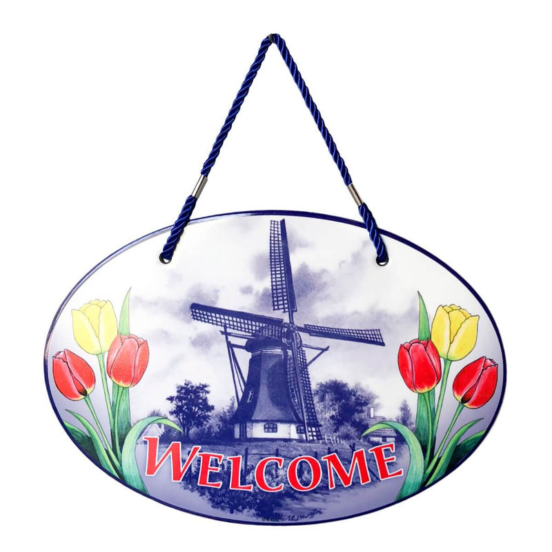 Welcome Windmill Tulips Ceramic Door Sign-DT07