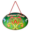 Welcome Green Rosemaling Ceramic Door Sign-DT07