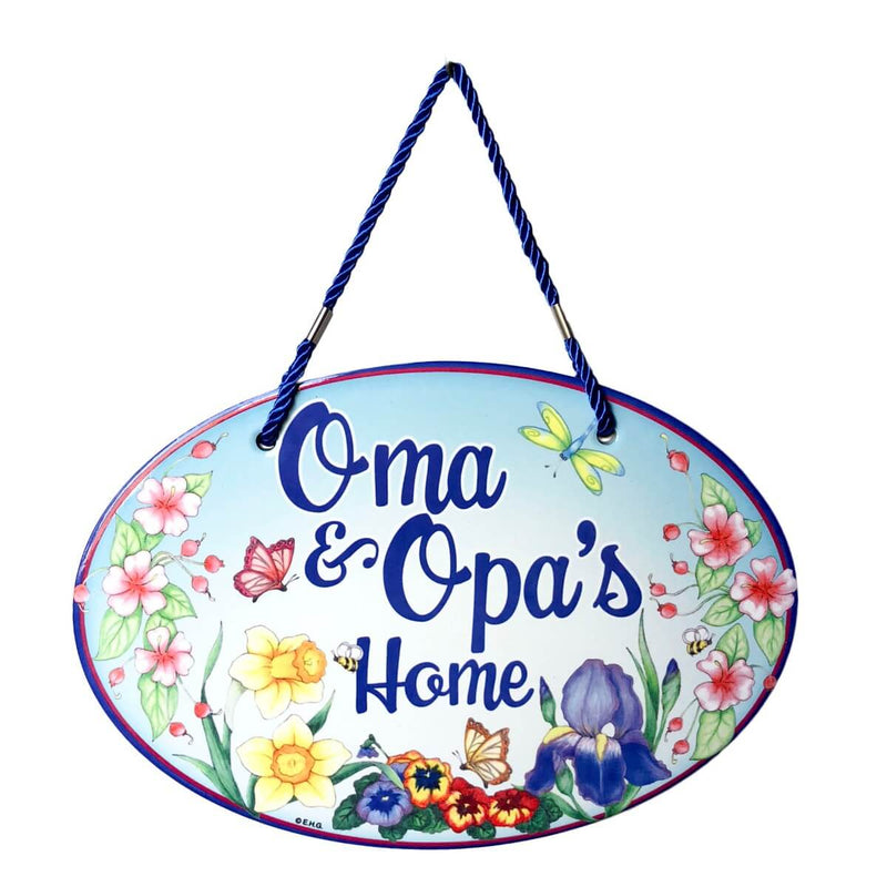 Oma & Opa's House Ceramic Door Sign Flower Design-DT07