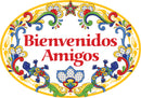 "Bienvenidos Amigos" Decorative Yellow Ceramic Door Sign Geckos Motif-