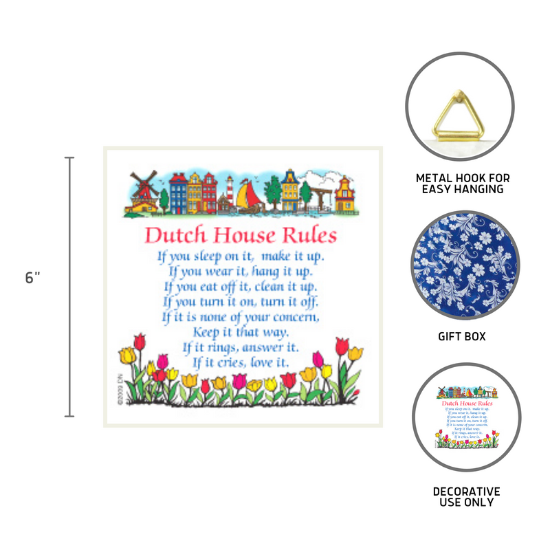 Decorative Wall Plaque: Dutch House Rules..
