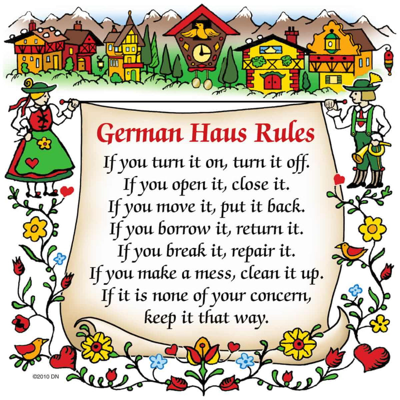 German Gift Ceramic Wall Hanging Tile: "German Haus Rules"