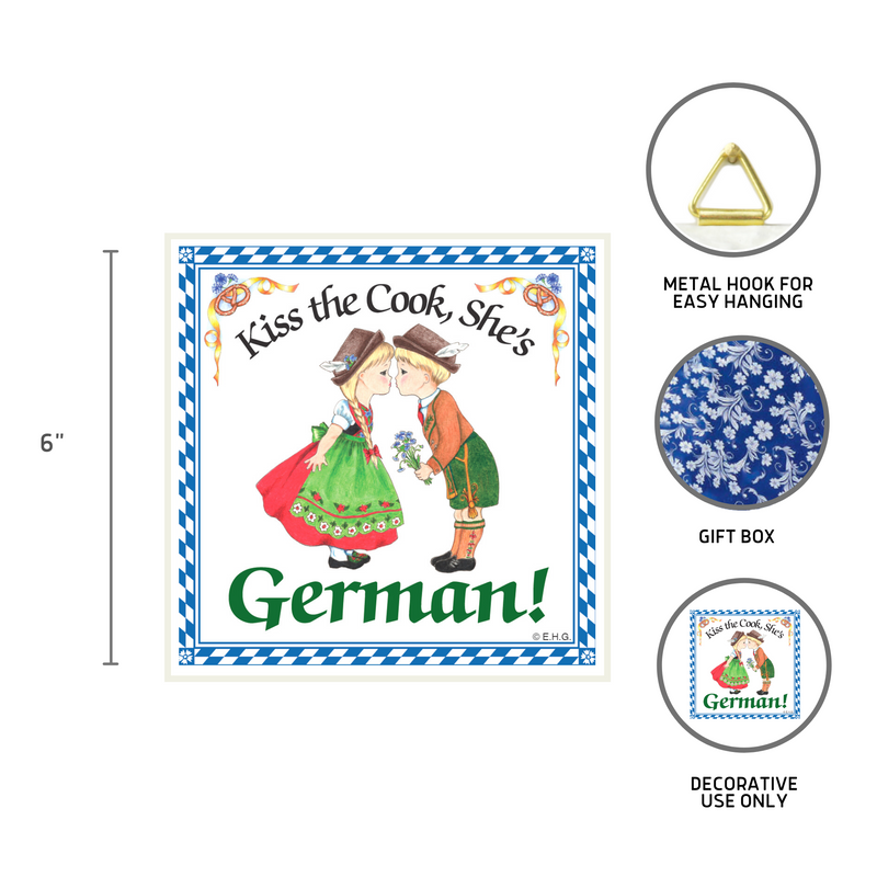 German Gift Ceramic Wall Plaque: Kiss German Cook