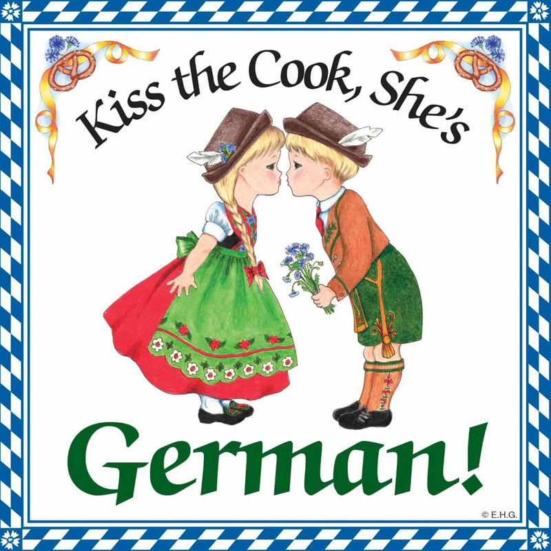 German Gift Ceramic Wall Plaque: Kiss German Cook