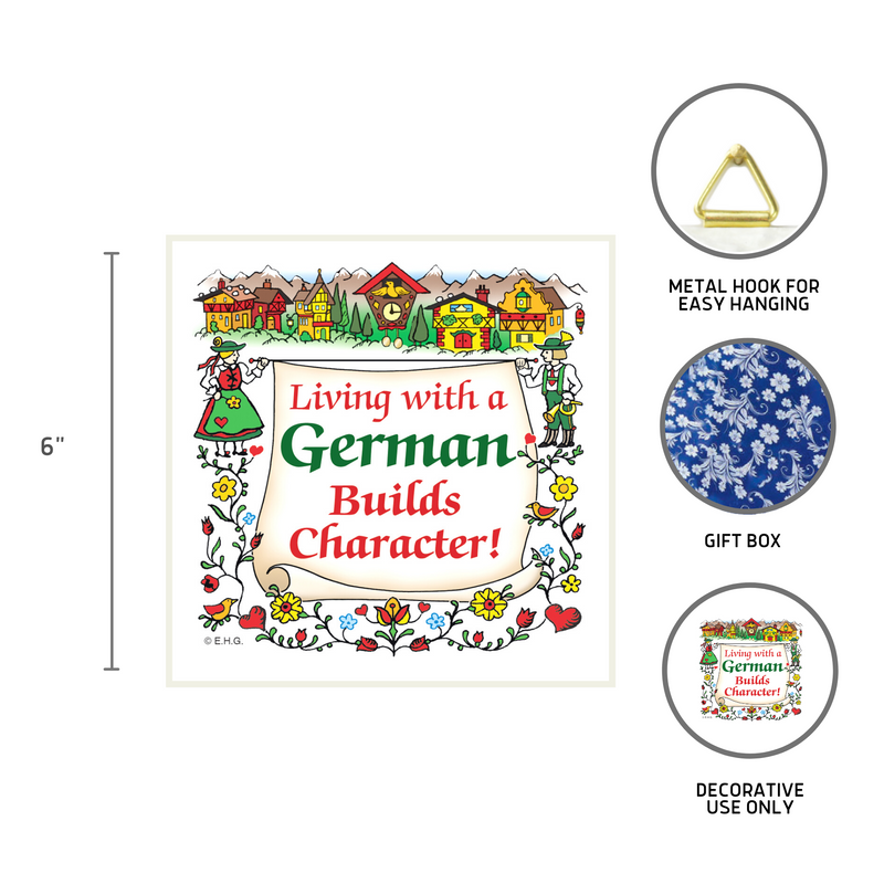 German Gift Ceramic Wall Plaque: Living With A German