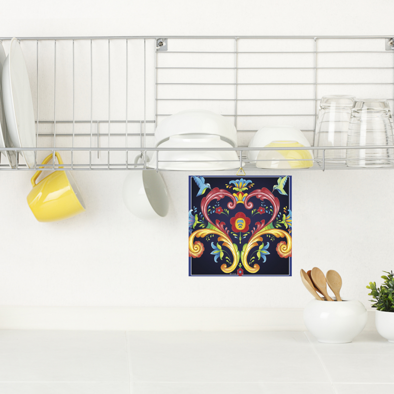 Ceramic Deluxe Plaque: Blue Rosemaling