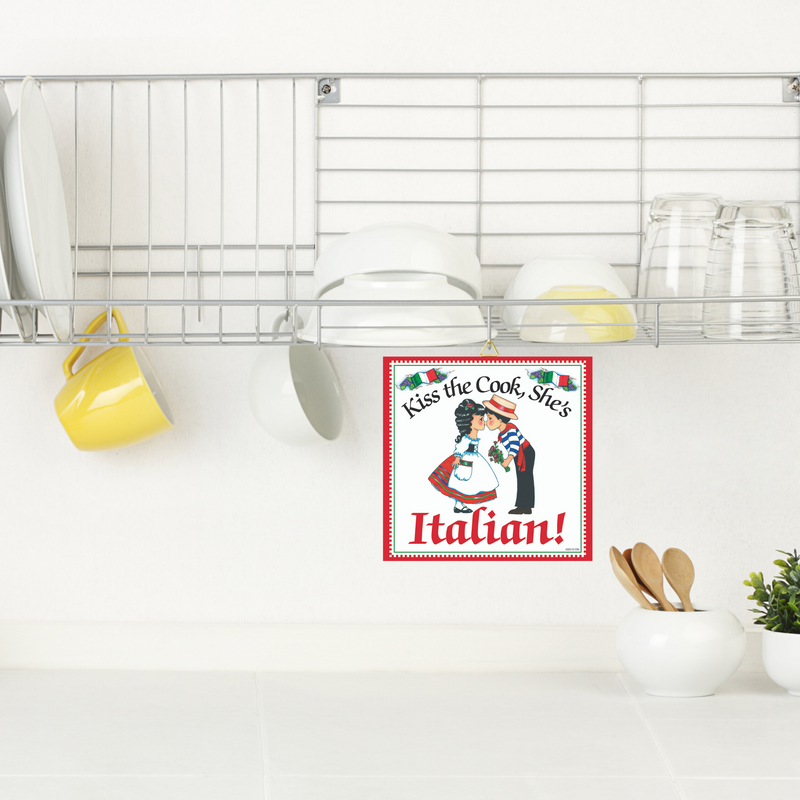 Italian Shop Gift Tile "Kiss Italian Cook"