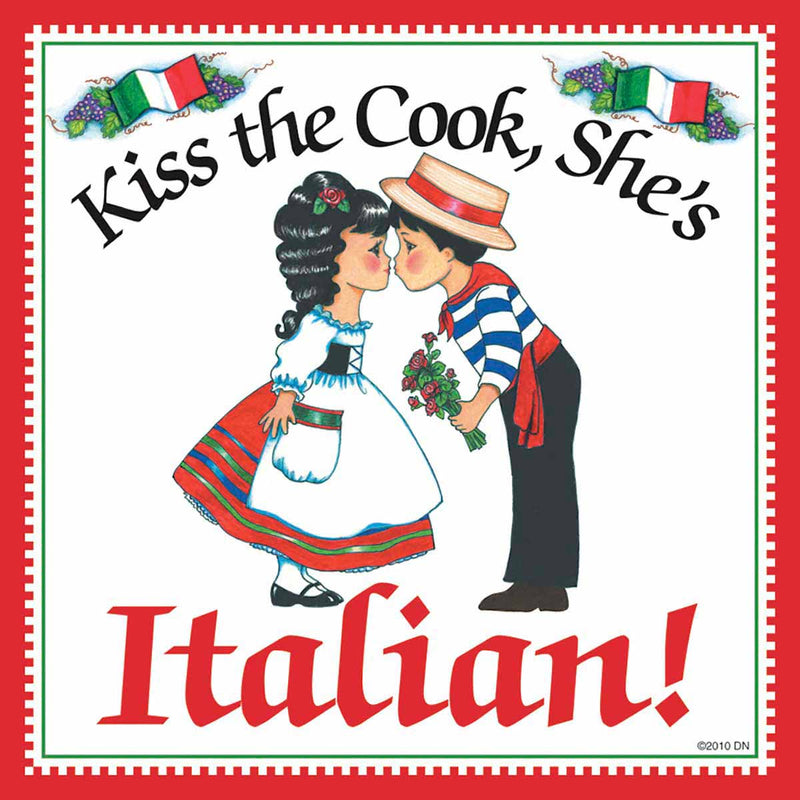 Italian Shop Gift Tile "Kiss Italian Cook"