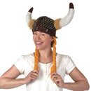 Viking Costume Black Cloth Helmet Hat with Braids