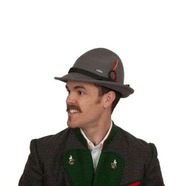 German Bavarian Style Gray 100% Wool Hat - GermanGiftOutlet.com
 - 3