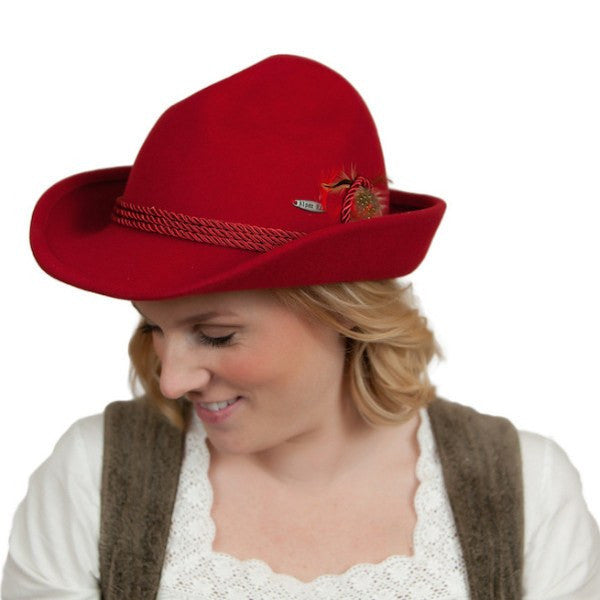 German Bavarian Style Red 100% Wool Hat - GermanGiftOutlet.com
 - 3