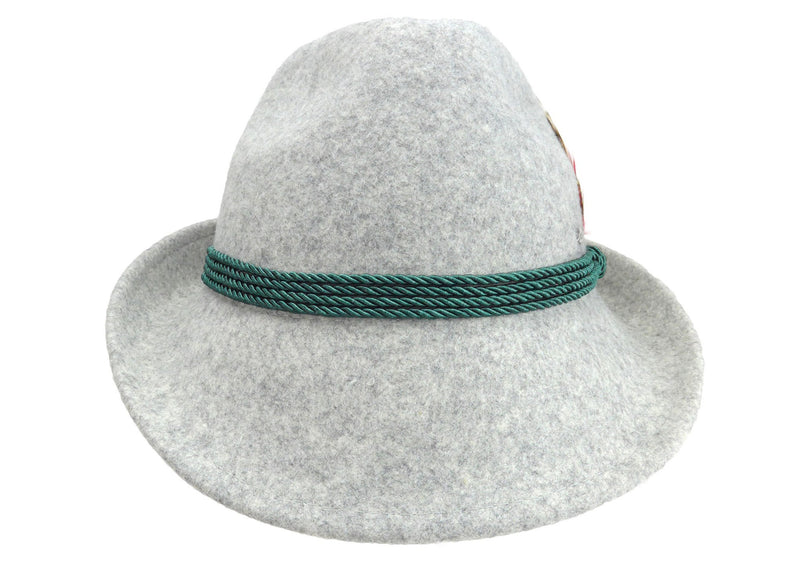 German Alpine Style Gray 100% Wool Hat - GermanGiftOutlet.com
 - 3