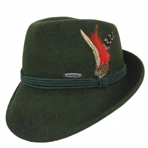 German Alpine Style Green 100% Wool Hat - GermanGiftOutlet.com
 - 1